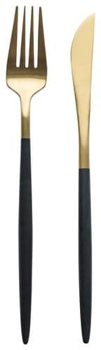 Приборы черно-золотые БЕЙКЕР – набор из 2 предметов