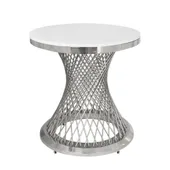 Стол для торта серебряный ГЕРОЛЬД на колесиках с белой столешницей (к)