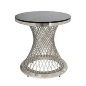 Стол для торта серебряный ГЕРОЛЬД на колесиках с черной столешницей (к)