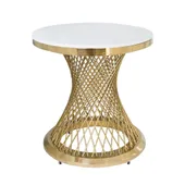 Стол для торта золотой ГЕРОЛЬД на колесиках с белой столешницей (к)