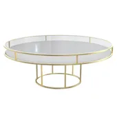 Низкий стол КОРНЕЛЛ круглый бело-золотой