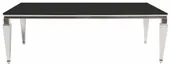 Стол ПРЕЙ прямоугольный серебряный с бархатной ЧЕРНОЙ столешницей #112