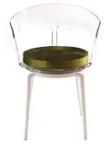 Стул прозрачный РУФФО  с зеленой бархатной подушкой #315