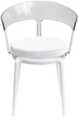 Стул прозрачный РУФФО с белой бархатной подушкой #301