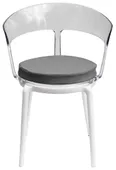 Стул прозрачный РУФФО с серой габардиновой подушкой #538