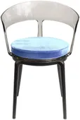 Стул дымчатый РУФФО с голубой бархатной подушкой #341