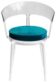 Стул прозрачный РУФФО с изумрудной бархатной подушкой #317