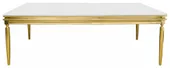 Стол КАБРИОЛЬ прямоугольный золотой с бархатной БЕЛОЙ столешницей #101