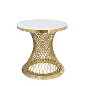 Стол для торта золотой ГЕРОЛЬД с белой столешницей (к)