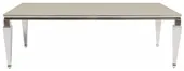 Стол ПРЕЙ прямоугольный серебряный с бархатной БЕЖЕВОЙ столешницей #103