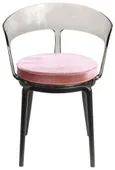 Стул дымчатый РУФФО с розовой бархатной подушкой #304