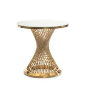 Стол для торта золотой ГЕРОЛЬД с белой столешницей