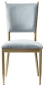Стул золотой БРЭМ серо-голубой бархатный #422
