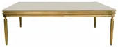 Стол КАБРИОЛЬ прямоугольный золотой с бархатной БЕЖЕВОЙ столешницей #103