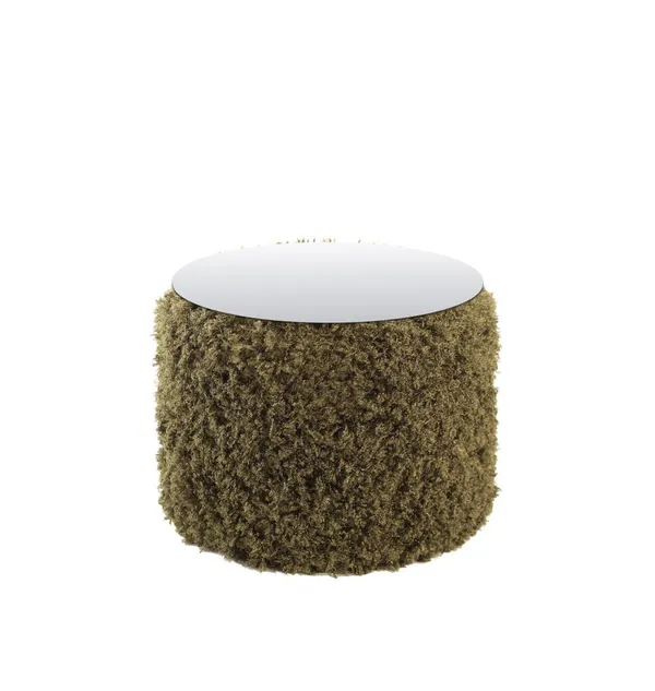 Пуф-стол малый НОРМАН мшистый с зеркальной столешницей #810