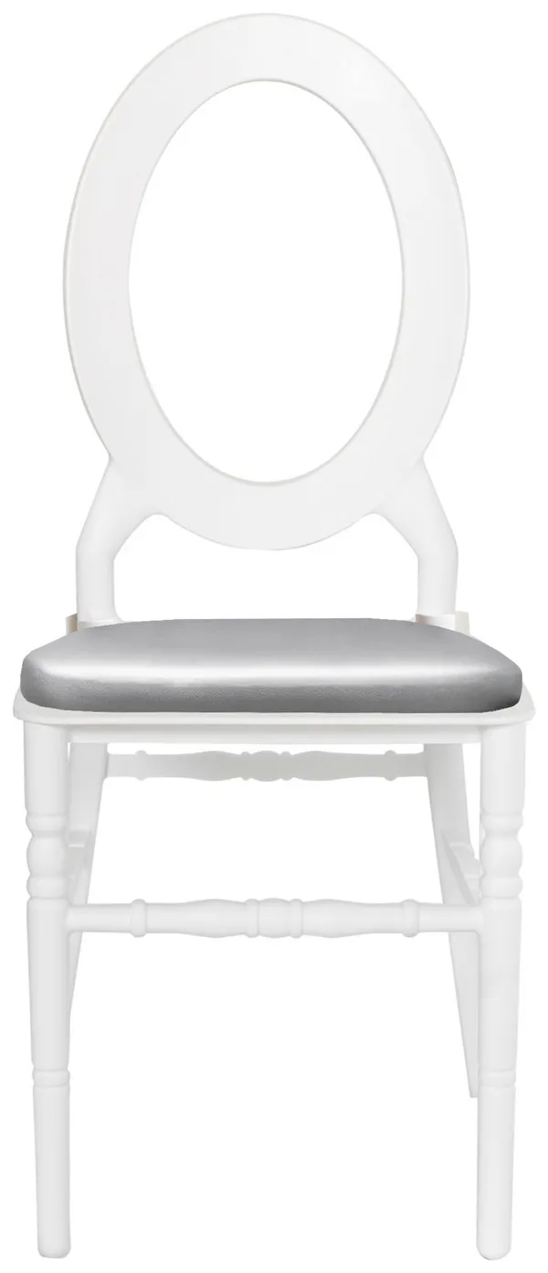 Стул ДОМИНГО белый с серебряной подушкой #811
