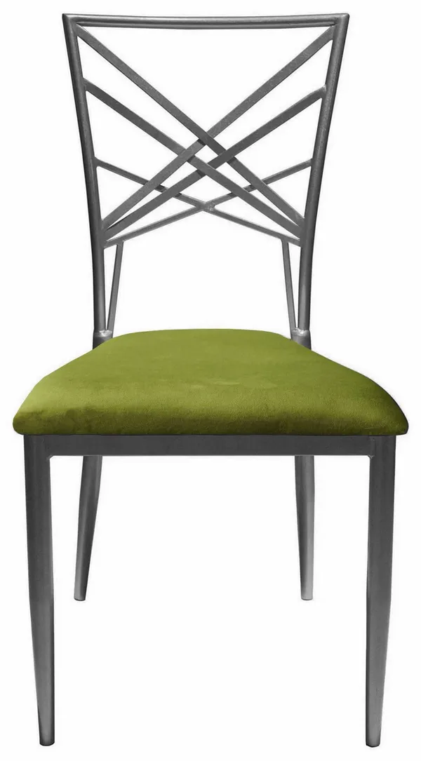 Стул серебряный ОКТАВА зеленый бархатный #315
