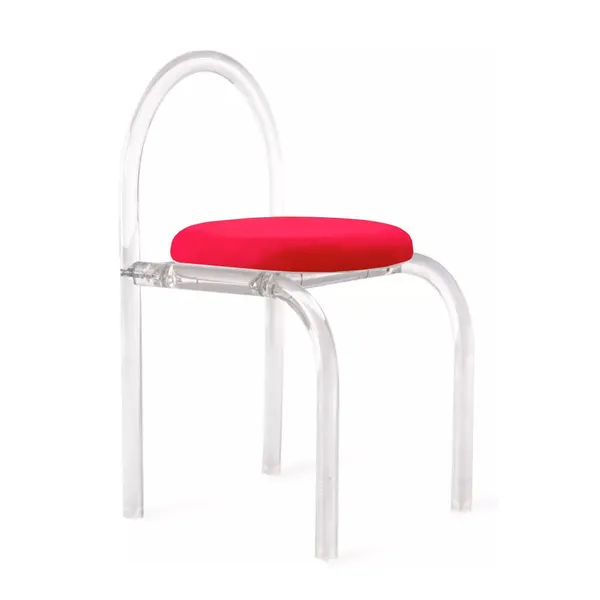 Прозрачный стул АРОНДИ с арочной спинкой и красной бархатной подушкой в аренду | Go Rent