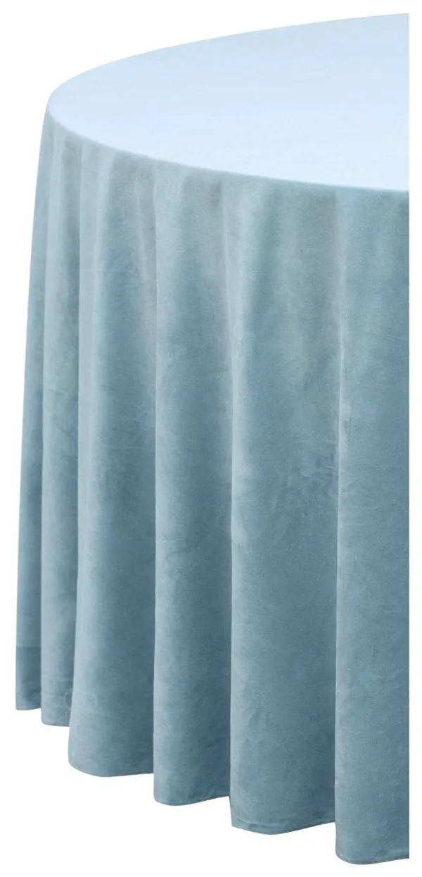 Скатерть круглая БАРХАТНАЯ Альт ГОЛУБАЯ #407