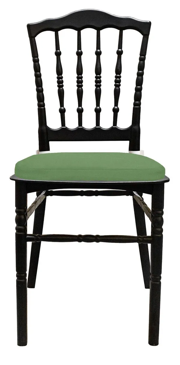 Стул черный УНИСОН с оливковой габардиновой подушкой #521