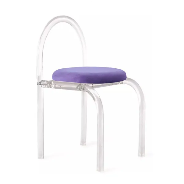 Прозрачный стул АРОНДИ с арочной спинкой и лавандовой бархатной подушкой в аренду | Go Rent