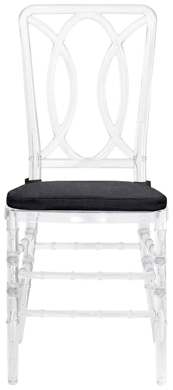 Стул ХЭМПСОН прозрачный с черной габардиновой подушкой #536
