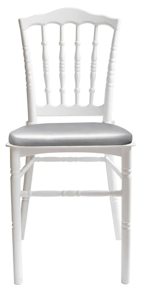 Стул белый УНИСОН с серебряной подушкой #811