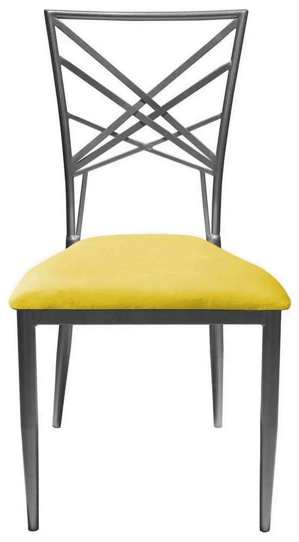 Стул серебряный ОКТАВА лимонный бархатный #314