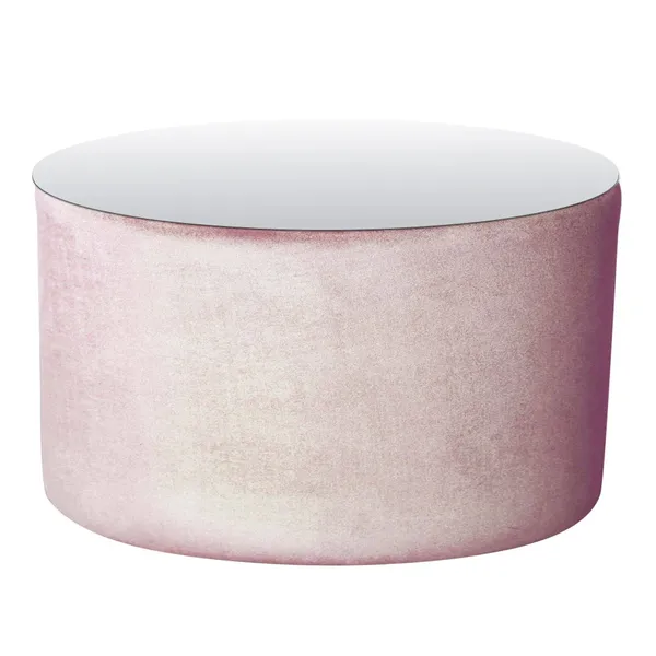Пуф-стол НОРМАН розовый с зеркальной столешницей #304
