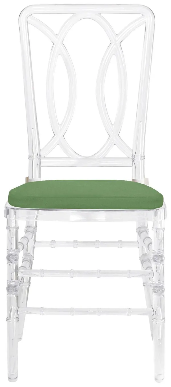 Стул ХЭМПСОН прозрачный с оливковой габардиновой подушкой #521