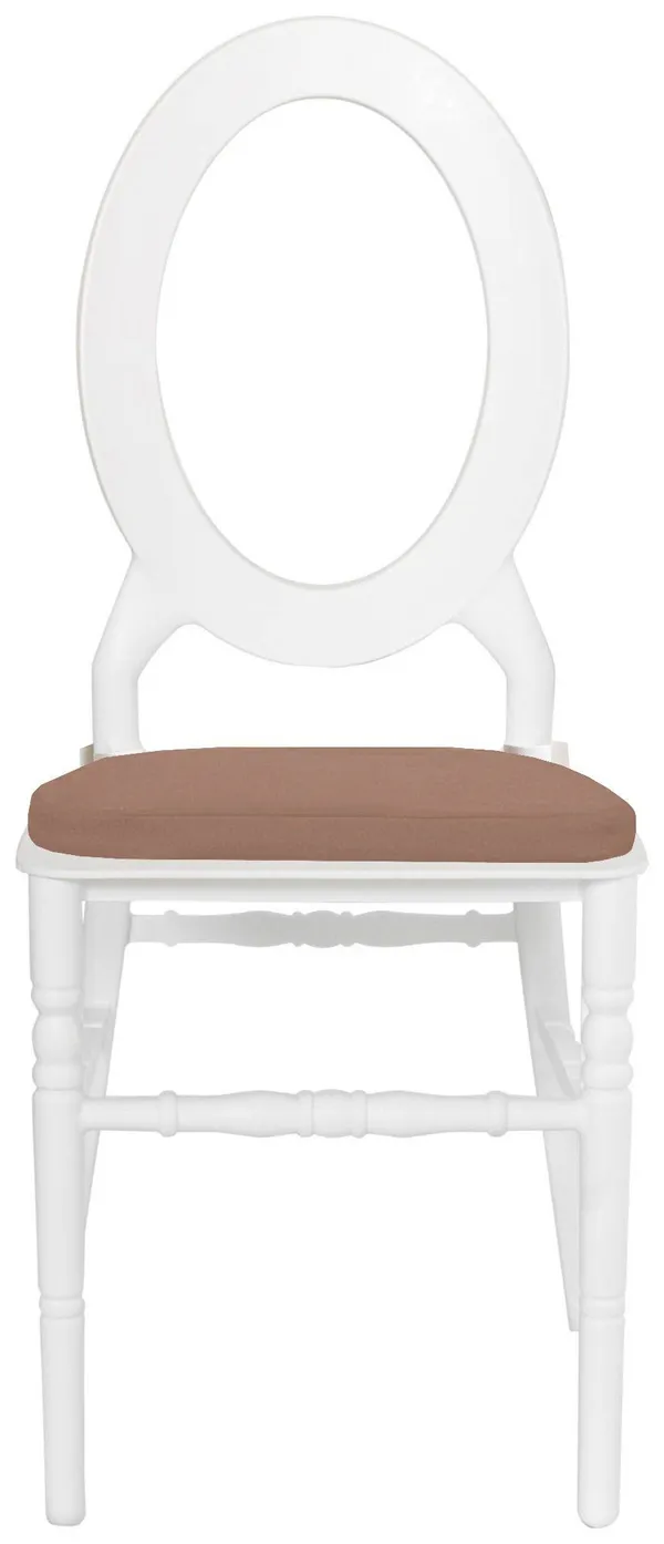 Стул ДОМИНГО белый с цвета кофе с молоком габардиновой подушкой #514