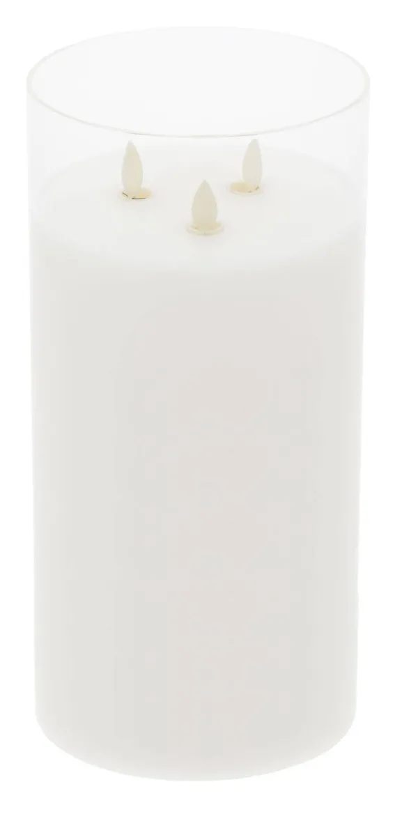 Большая LED-свеча АРИЯ с тройным фитилем — эффект живого пламени в высоком формате