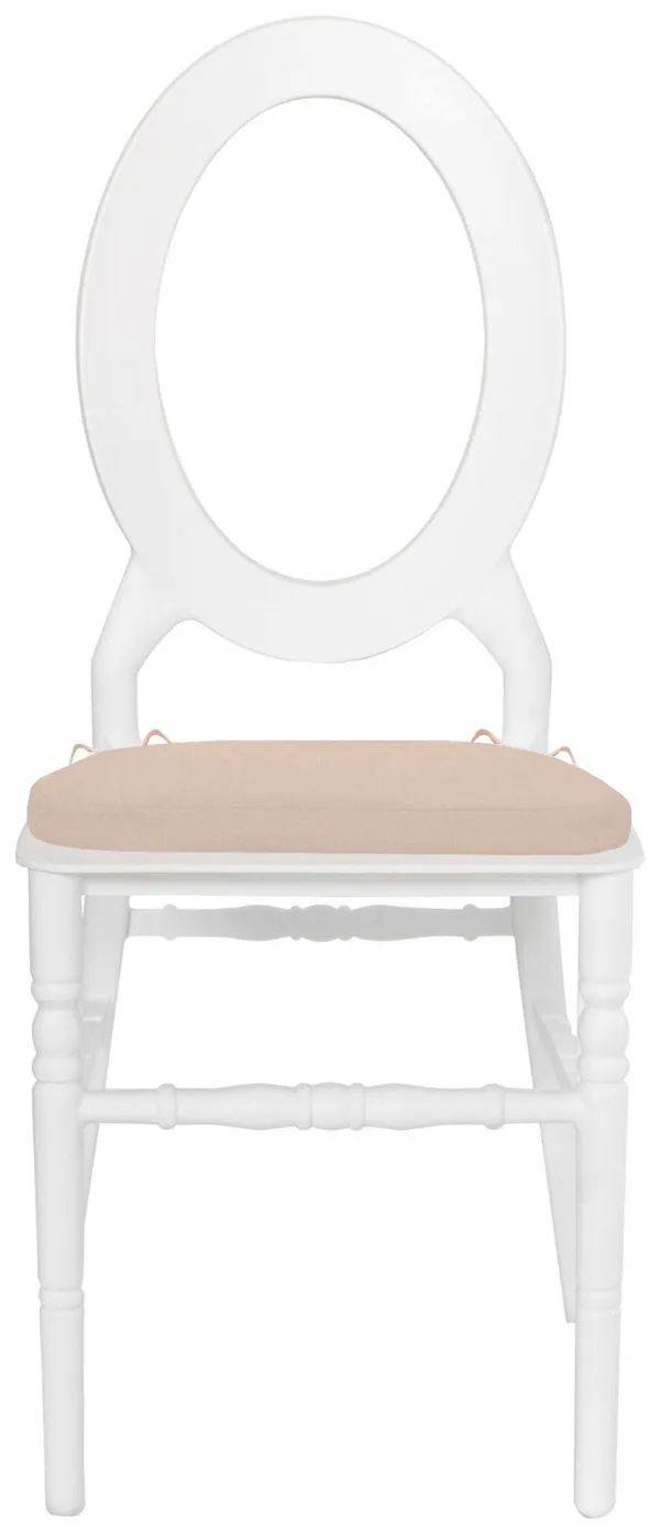 Стул ДОМИНГО белый с пудровой габардиновой подушкой #605