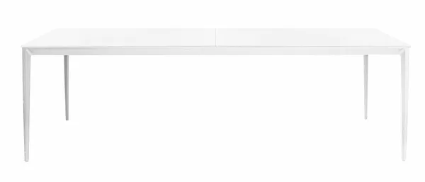Прямоугольный дизайнерский стол КРЕМЕР с белой стеклянной столешницей и белым металлическим основанием в аренду | Go Rent