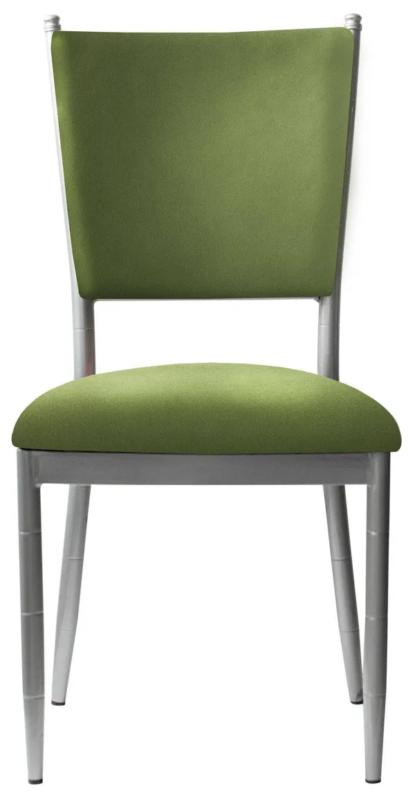 Стул серебряный БРЭМ зеленый бархатный #339