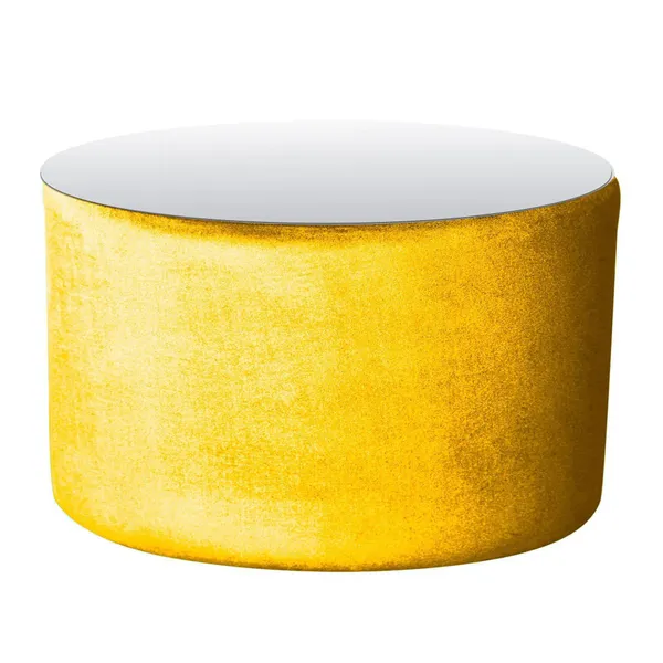 Пуф-стол НОРМАН лимонный с зеркальной столешницей #314