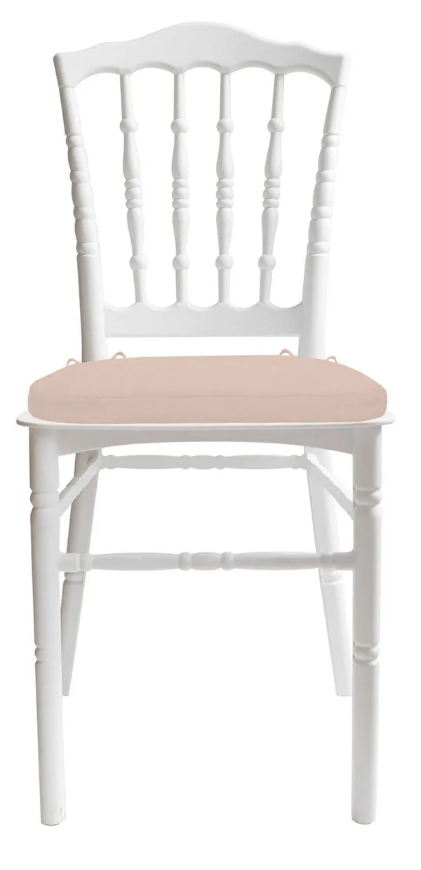 Стул белый УНИСОН с пудровой габардиновой подушкой #605