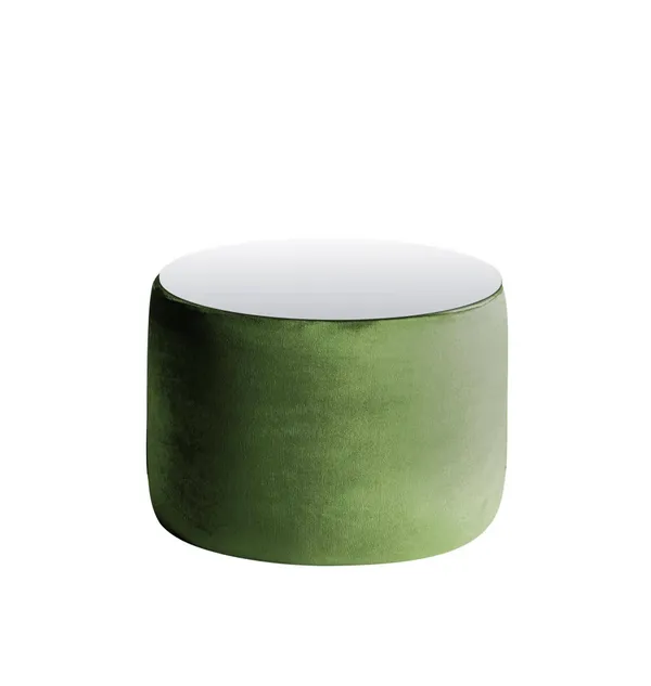 Пуф-стол малый НОРМАН зеленый с зеркальной столешницей #315