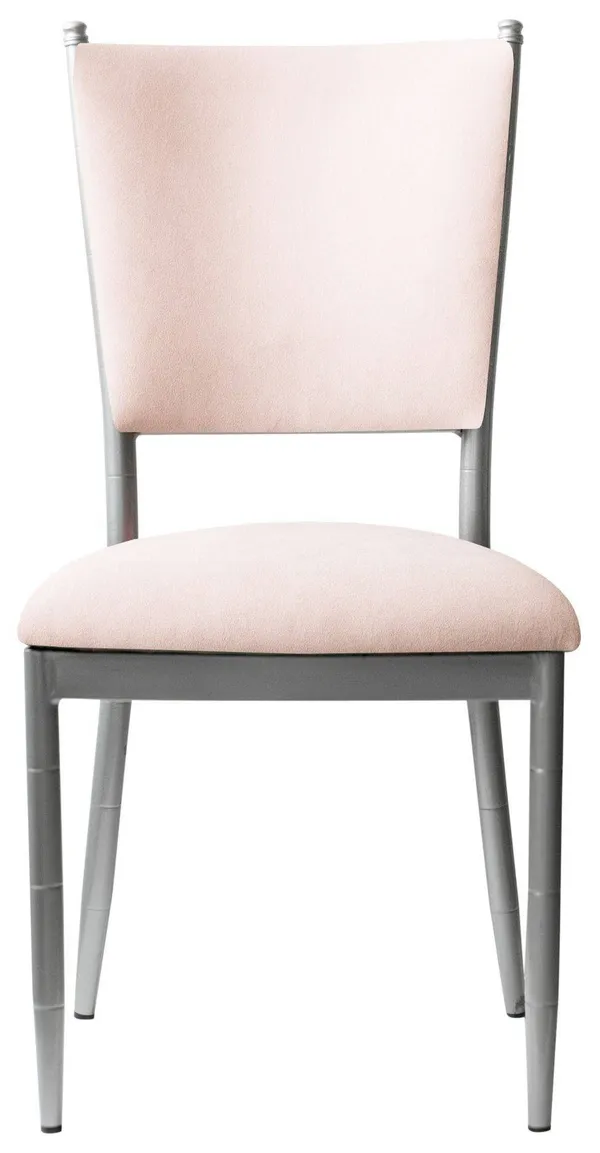 Стул серебряный БРЭМ жемчужно-розовый бархатный #303