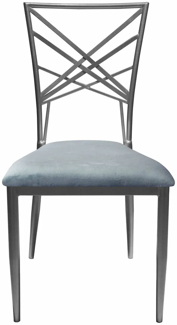 Стул серебряный ОКТАВА серо-голубой бархатный #307