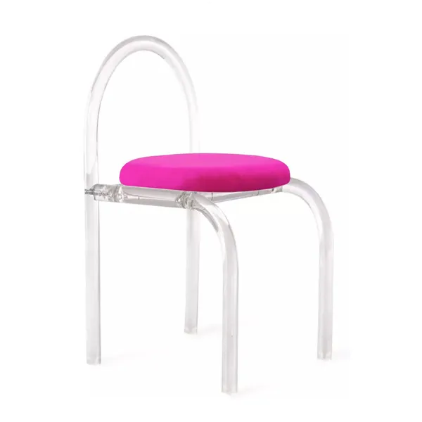 Прозрачный стул АРОНДИ с арочной спинкой и цвета фуксия бархатной подушкой в аренду | Go Rent