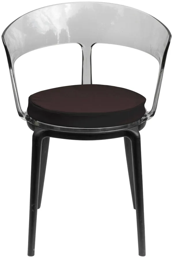 Стул дымчатый РУФФО с шоколадной габардиновой подушкой #537