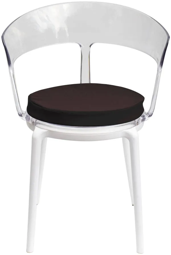Стул прозрачный РУФФО с шоколадной габардиновой подушкой #537