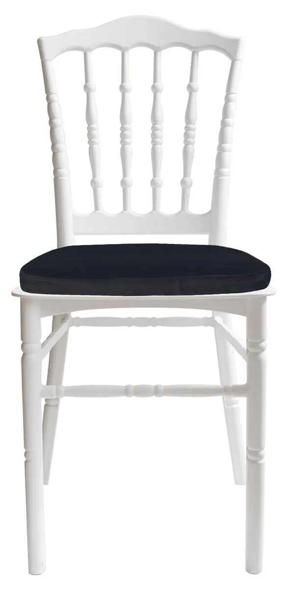 Стул белый УНИСОН с черной бархатной подушкой #330