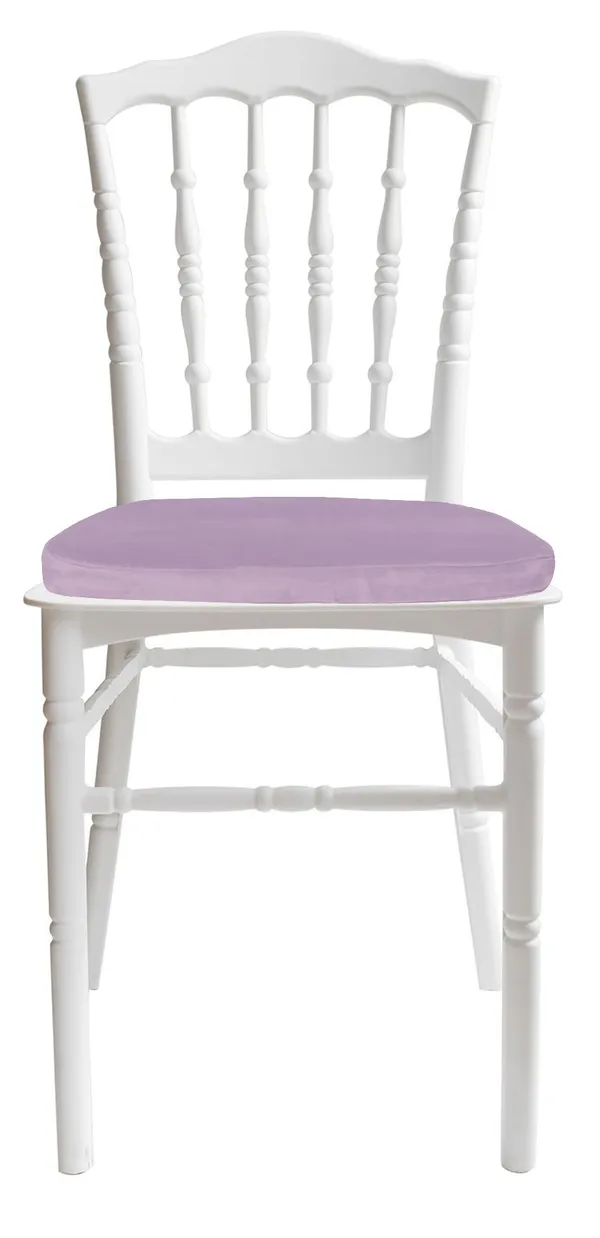 Стул белый УНИСОН с лиловой бархатной подушкой #425/426