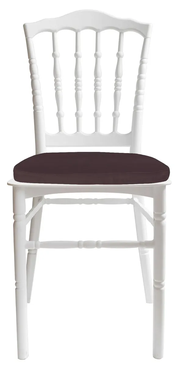 Стул белый УНИСОН с шоколадной бархатной подушкой #329/338