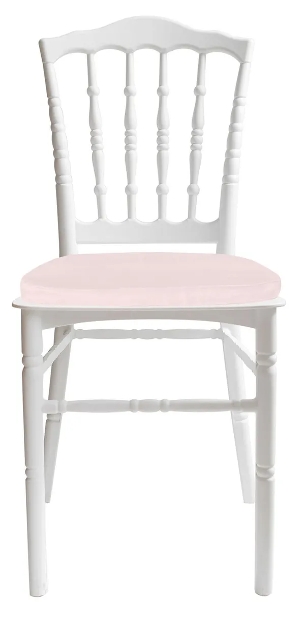 Стул белый УНИСОН с жемчужно-розовой бархатной подушкой #303