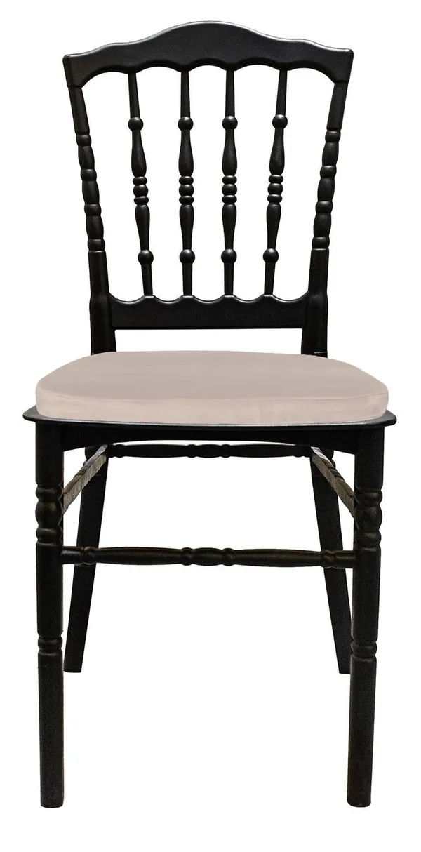 Стул черный УНИСОН с бежевой бархатной подушкой #403/#402