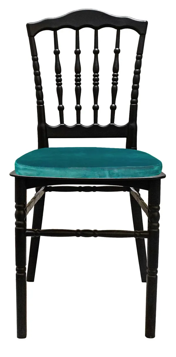 Стул черный УНИСОН с изумрудной бархатной подушкой #335
