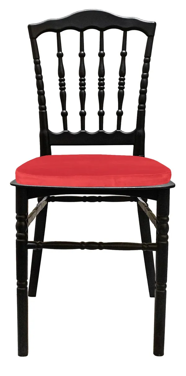 Стул черный УНИСОН с красной бархатной подушкой #323
